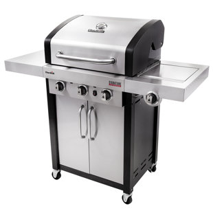 signature tru infrared 3 burner propane gas grill with cabinet