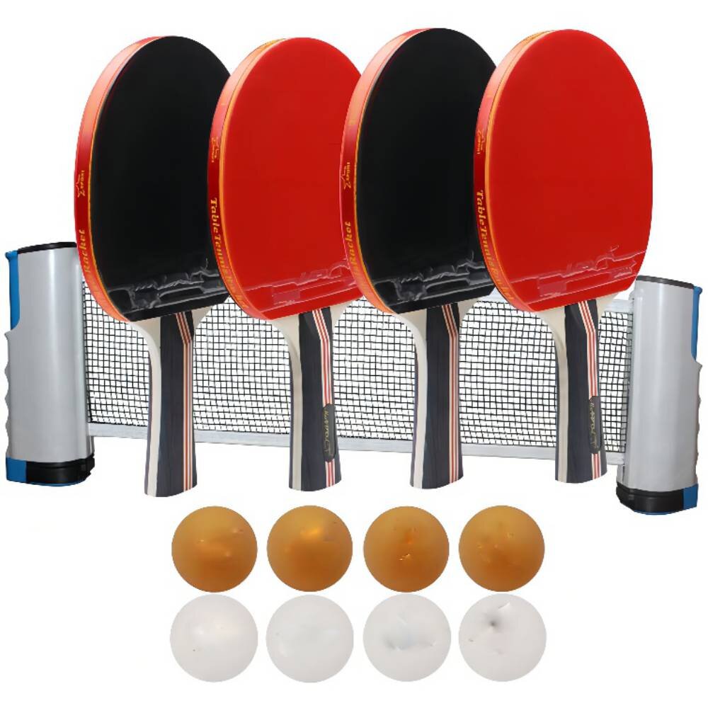 Ping Pong Paddle Set Premium Rackets Retractable Net Balls Storage Case Complete 