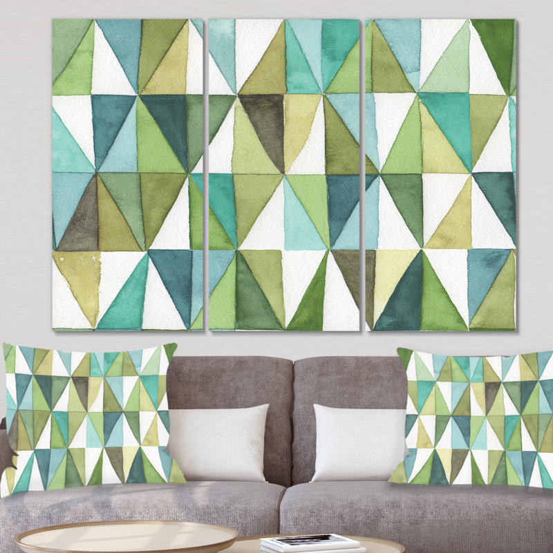 East Urban Home Geometric Green Triangle Iii Painting Multi