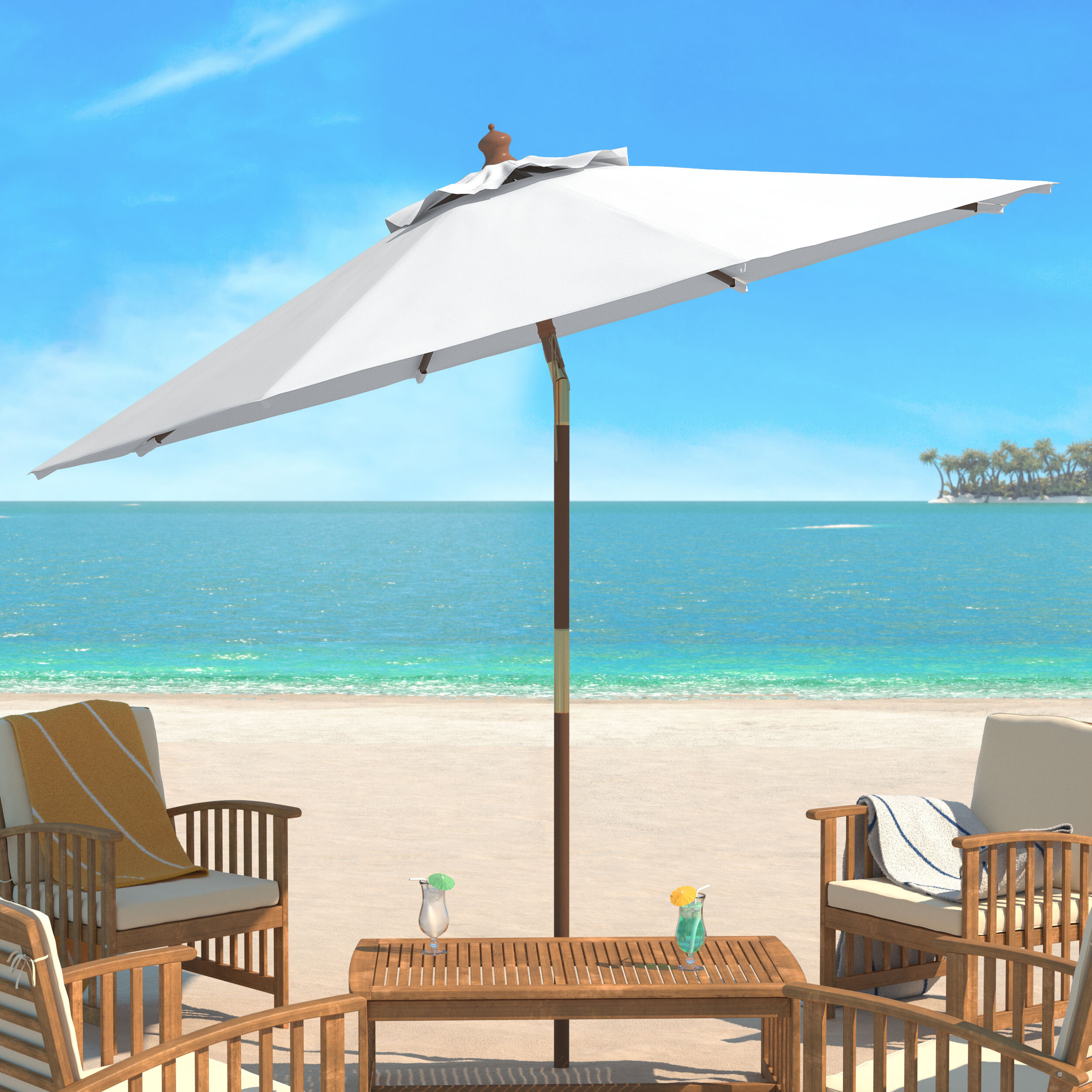 Pulley Lift Patio Umbrellas You Ll Love In 2020 Wayfair