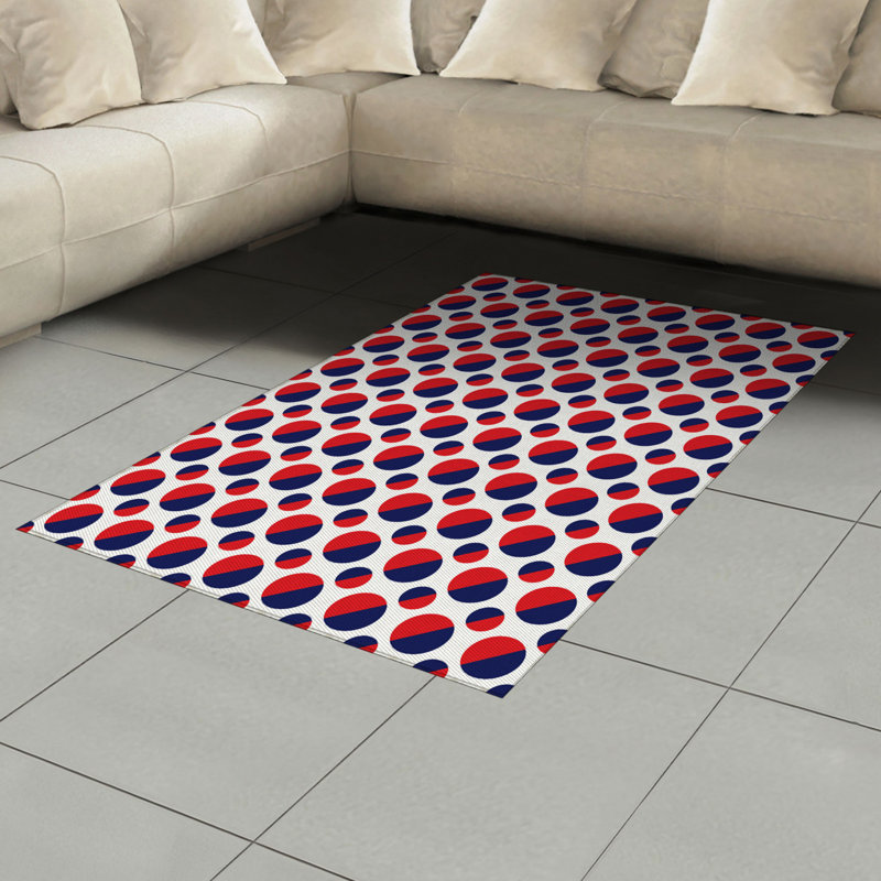 East Urban Home Ambesonne Geometric Area Rug Abstract Colourful With Half Circles Rounds Artwork Image Flat Woven Accent Rug For Living Room Bedroom Dining Room 2 6 X 5 Navy Blue Red