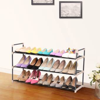 Rebrilliant Expandable 3 Tier 15 Pair Stackable Shoe Rack Reviews Wayfair