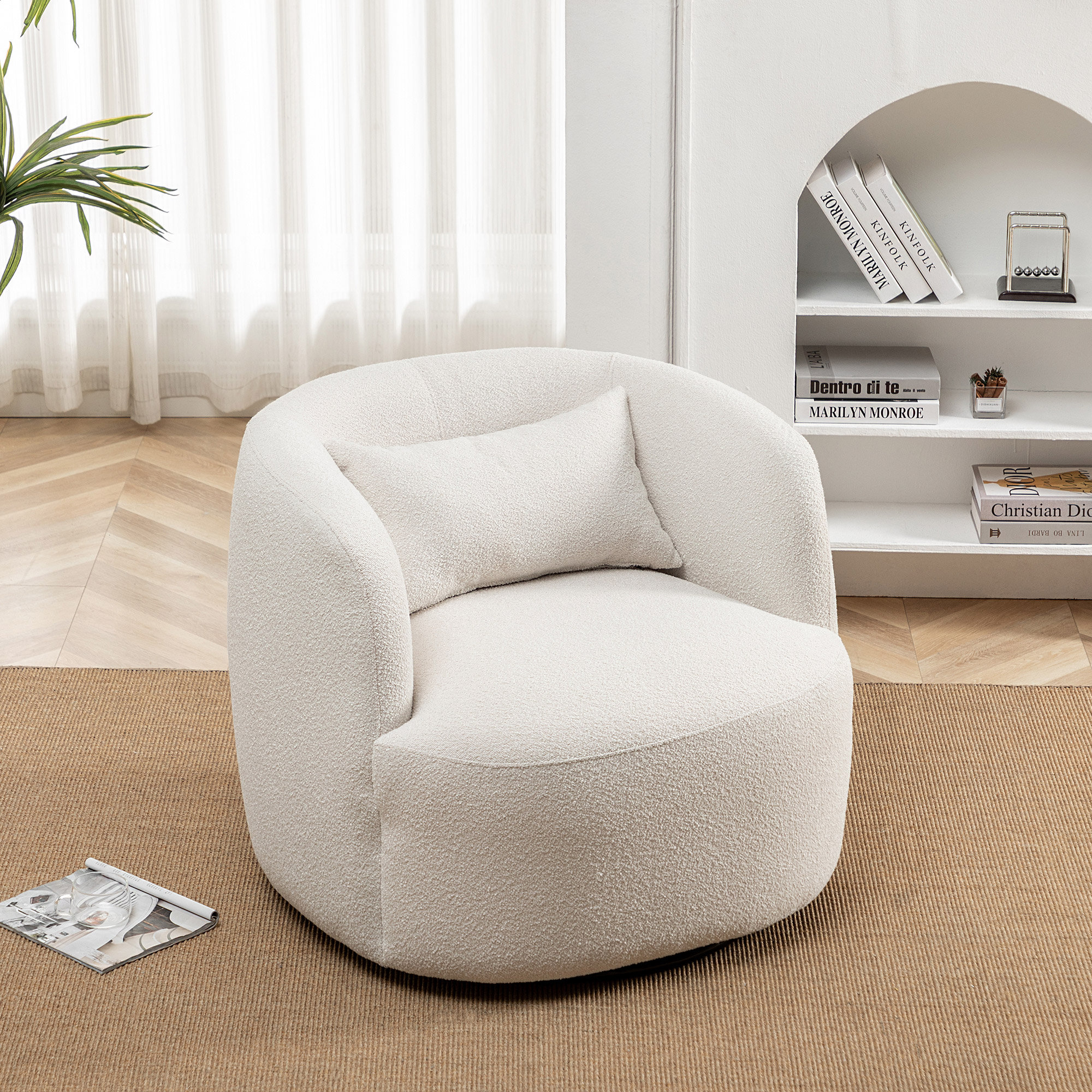 swivel boucle chair