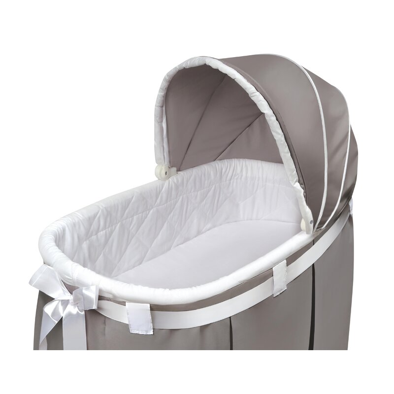 grey and white bassinet