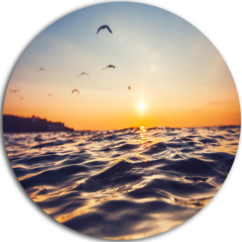 Designart Orange Tinged Sea Waters At Sunrise Photographic Print On Metal Wayfair
