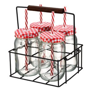 Gingham Drinking Jar Set