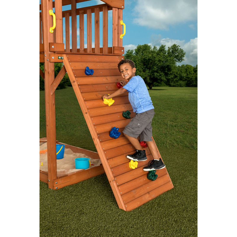 jungle fun complete wooden swing set