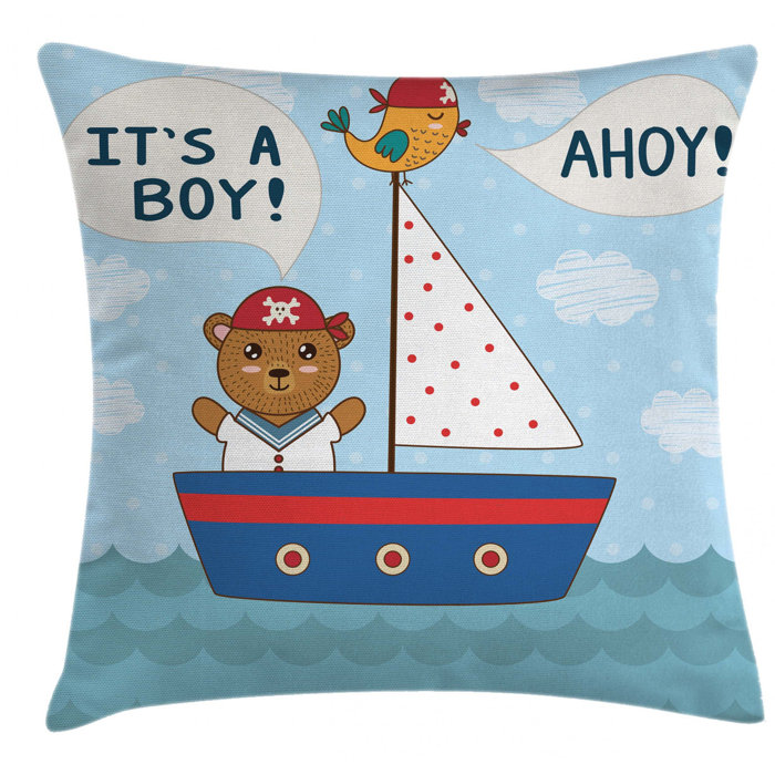 East Urban Home Ahoy Its A Boy Indoor Outdoor 40 Throw Pillow