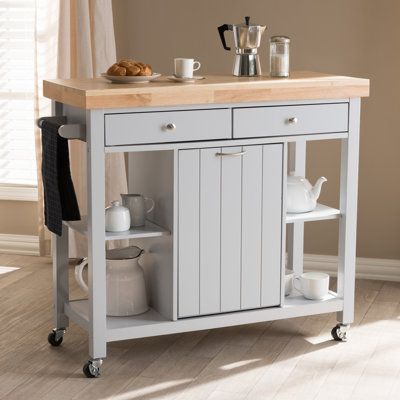 Gracie Oaks Witkowski Homer Kitchen Cart With Wood Top