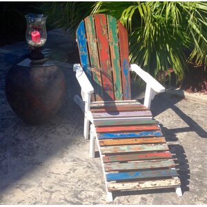 Petunia Recycled Boats Adirondack Chair with Footstool