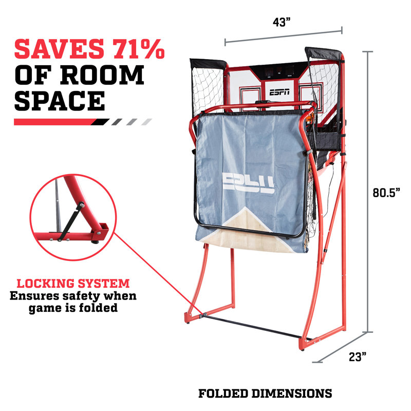 Espn 2 Player Ez Fold Basketball Game With Polycarbonate Backboard