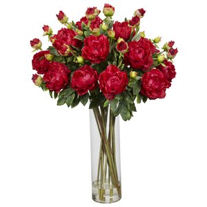 Giant Peony Silk Flower Arrangement in Red