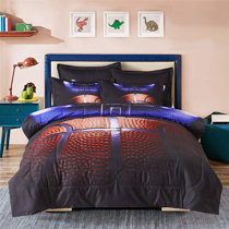 Basketball Court A Nice Night Basketball Court Printing Comforter Quilt Bedding Set Full Size for Teen Boys