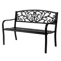Details about   White Cast Iron Garden Bench Metal Frame 2 Seater Patio Chair Outdoor Seating