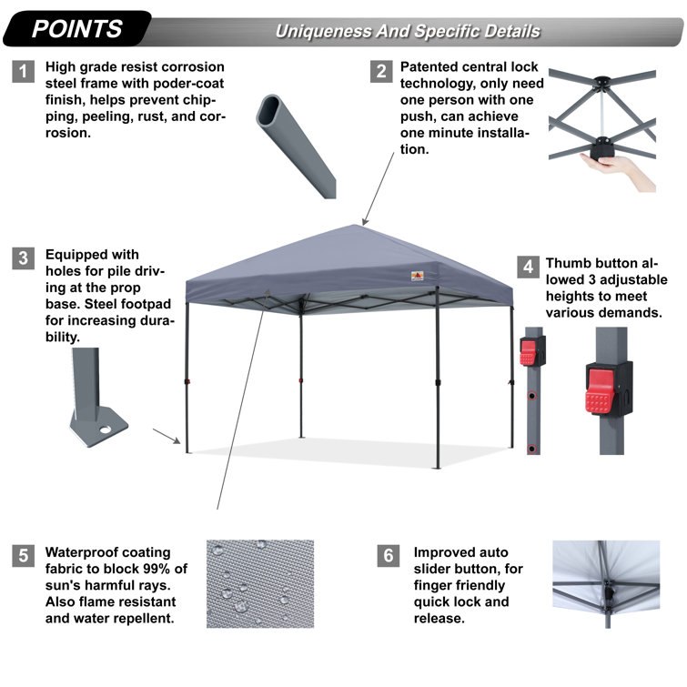 ABCCANOPY Outdoor Pop Up Canopy Tent Central Lock-Series ...
