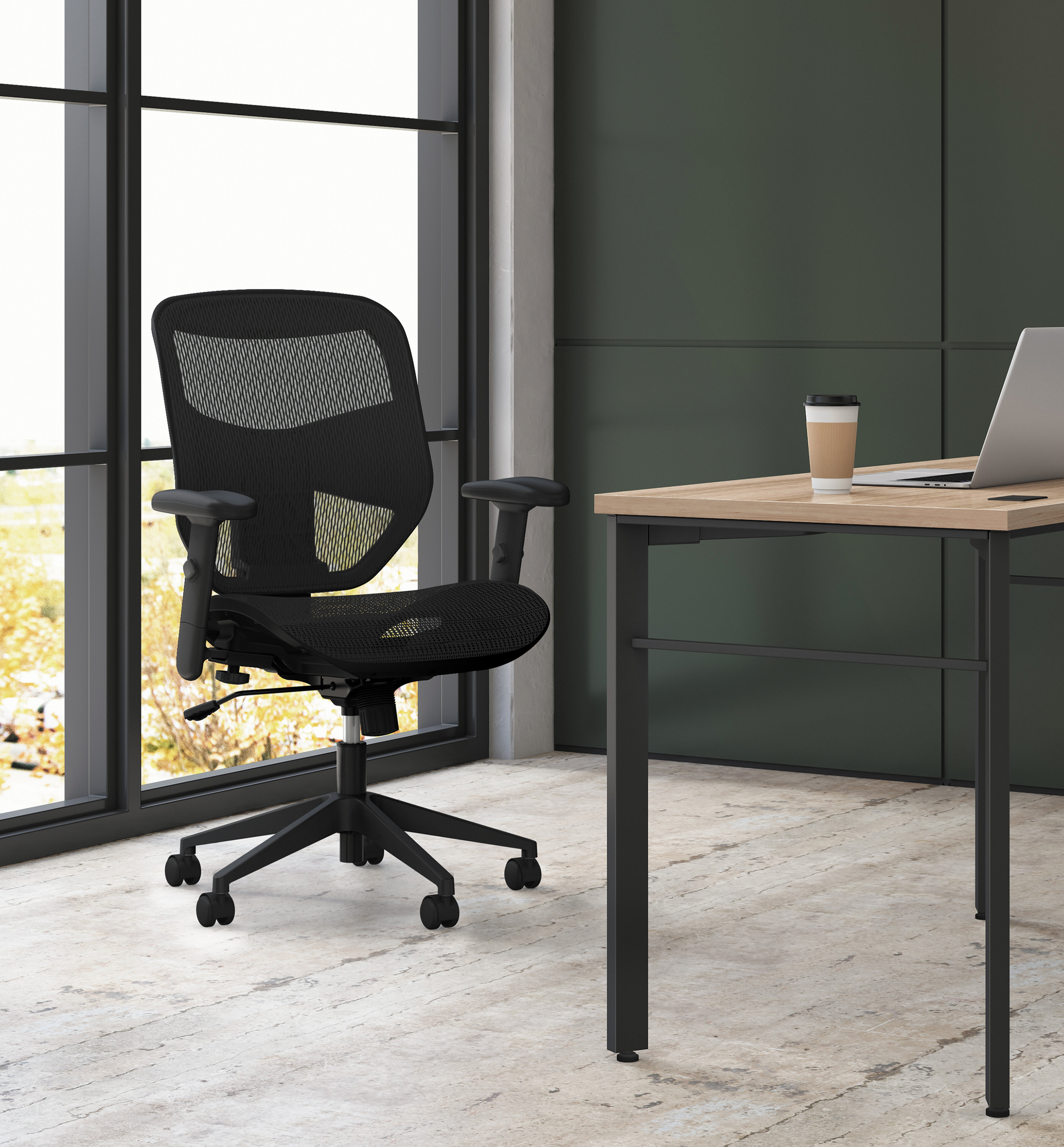 HON Hvl531 Prominent Leather High Back Mesh Desk Chair W Adjustable Arms Black for sale online 