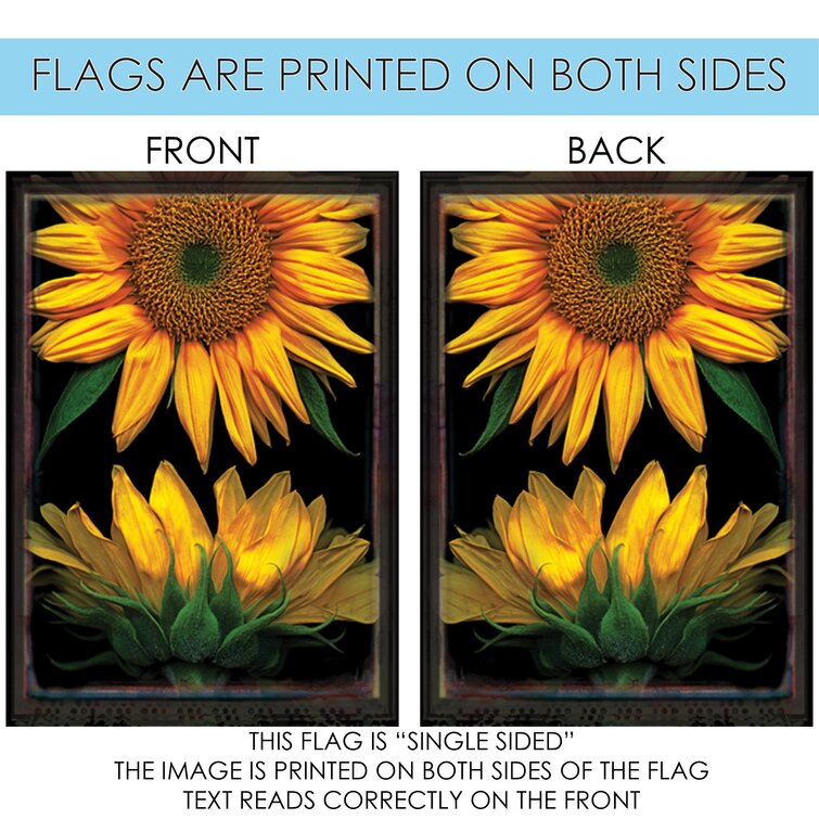 #1193 Sunflowers on Black Standard House Flag by Toland 28" x 40"