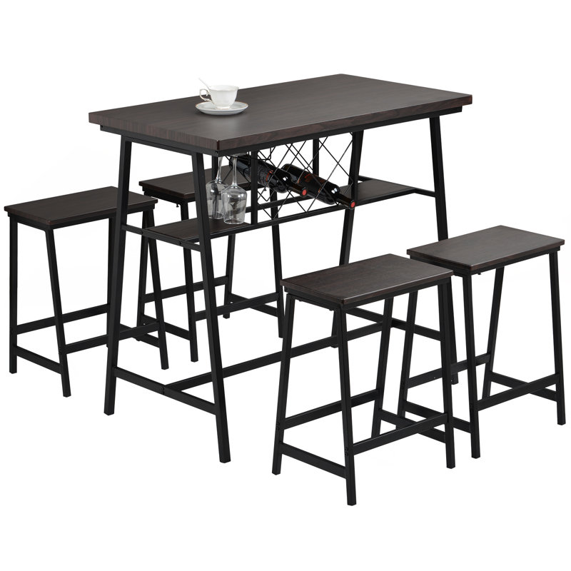 17 Stories 5 Piece Counter Height Table Set With Wine Rack ... (800 x 800 Pixel)