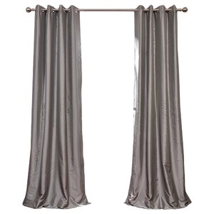 Shelly Solid Faux Silk Taffeta Thermal Grommet Single Curtain Panel