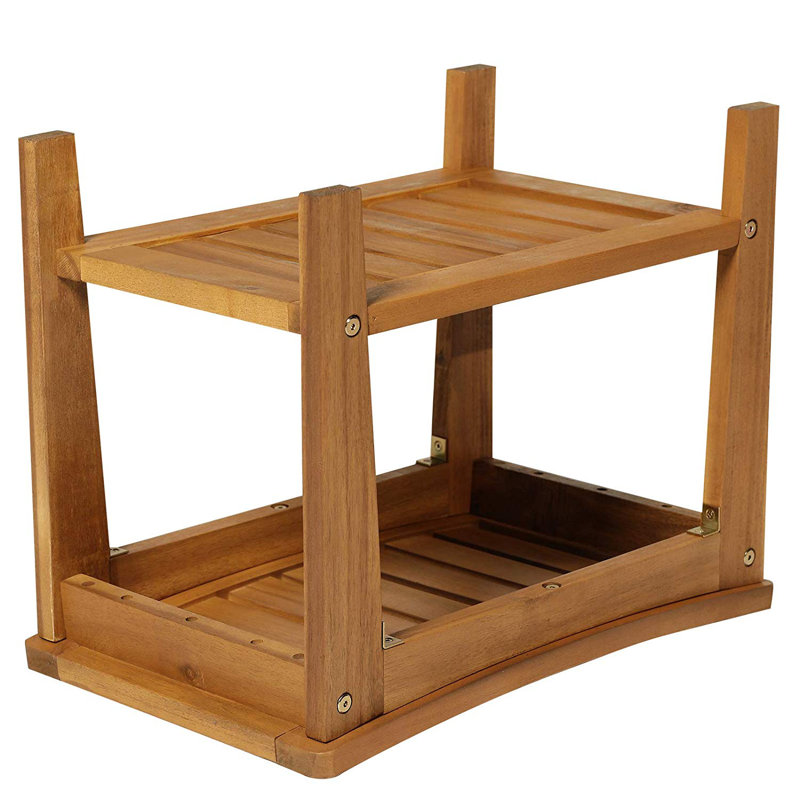 Highland Dunes Delania Solid Natural Acacia Wood Sturdy Bathroom