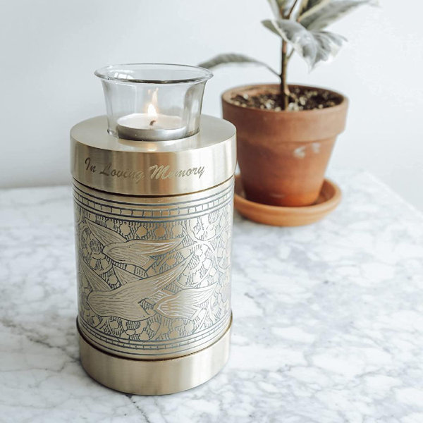 Decorative Keepsake Cremation Urn Medium Size Handmade Brass With Votive  Tealight Candle Holder For Human Adult, Child Or Pet Ashes 5 1/2 Inch Tall  X ...