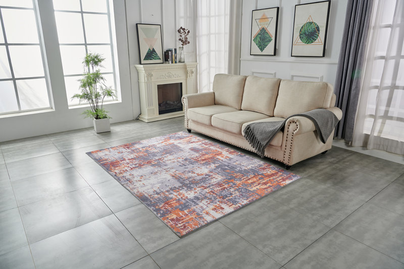 Boatwright "Zara Contemporary" Washable Super Soft Area Rug with Abstract Design Size: Rectangle 5' x 7'