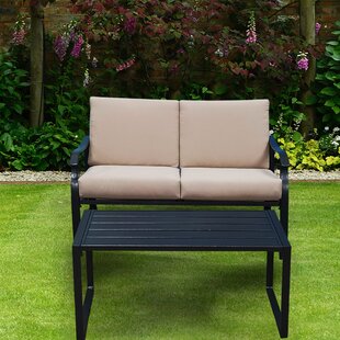 WOODEN GARDEN FURNITURE PATIO TWIN SET 2 CHAIRS JILL STRAIGHT LOVE SEAT REMOVABLE TRAY JACK