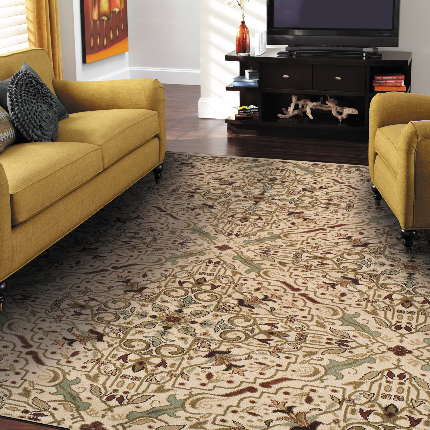 World Menagerie Mullins Cream/Red Area Rug & Reviews | Wayfair