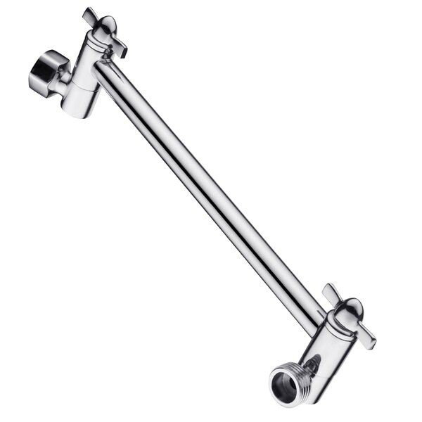 Adjustable Shower Head Arm Extension Brass 4-inch Arm Mount Extender Brushed Nickel Higher or Lower Rain Shower Head
