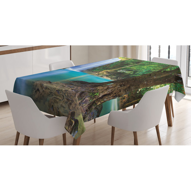 East Urban Home Ambesonne Woodland Tablecloth Waterfall Asia