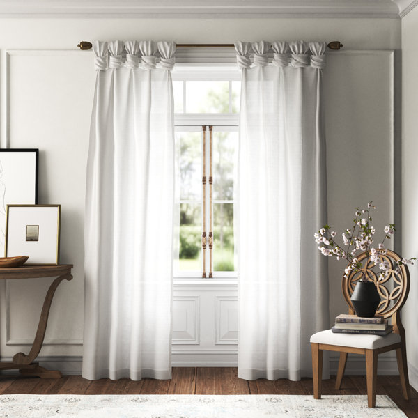 Width & Length Chose Top Pair of White Faux Silk Dupioni Curtains with Lining