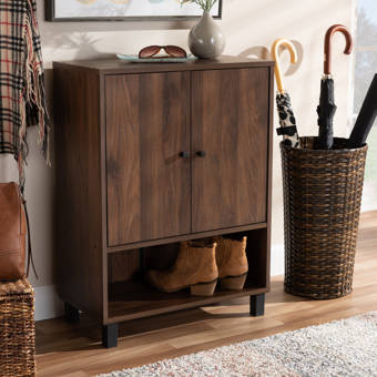 2 Door Wood Entryway 8 Pair Shoe Storage Cabinet Reviews Birch