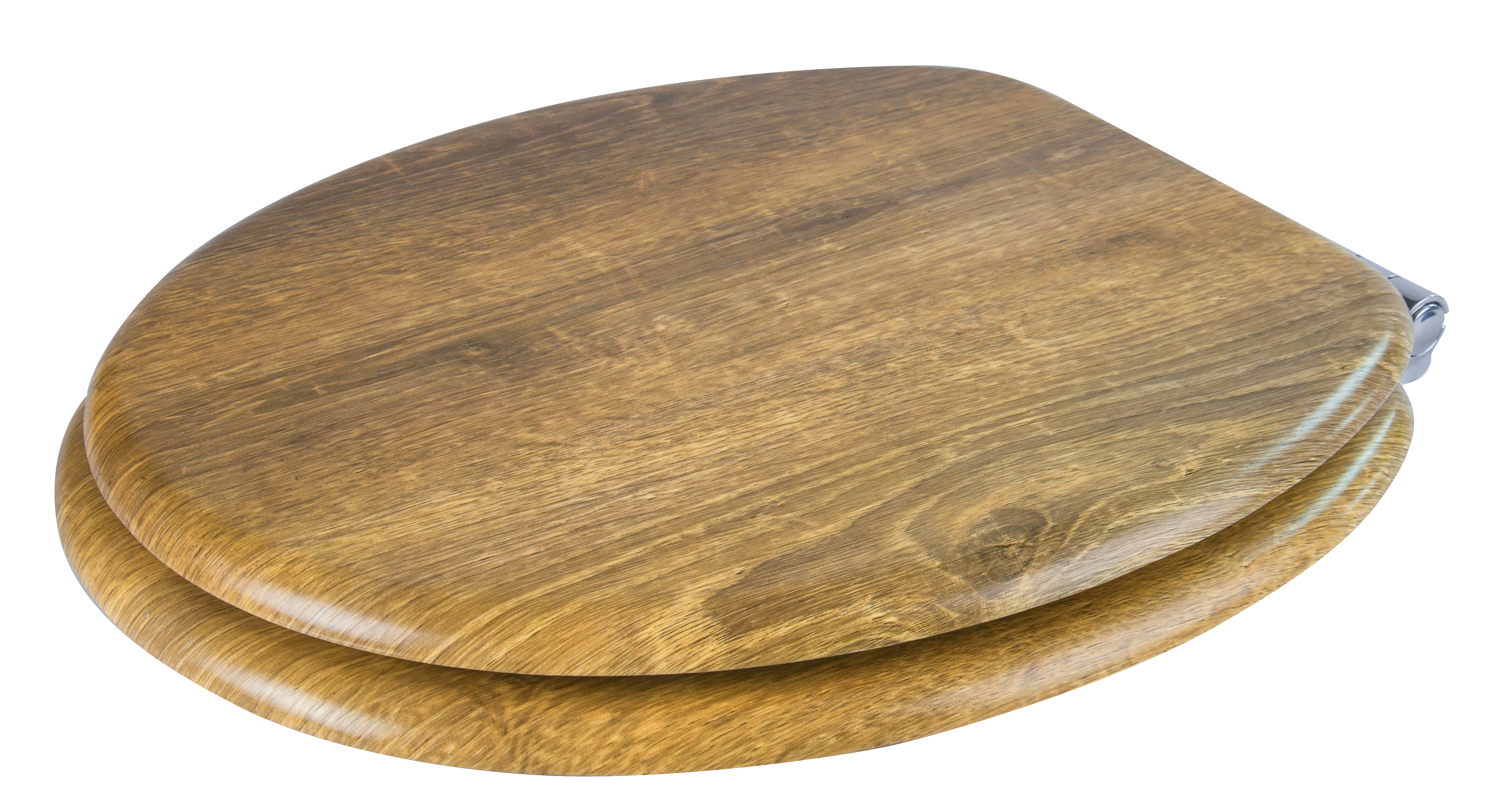 Oak Soft Close Toilet Seats with Adjustable Hinge for Family Bathroom,Anti-Bacterial Wooden Toilet Seat