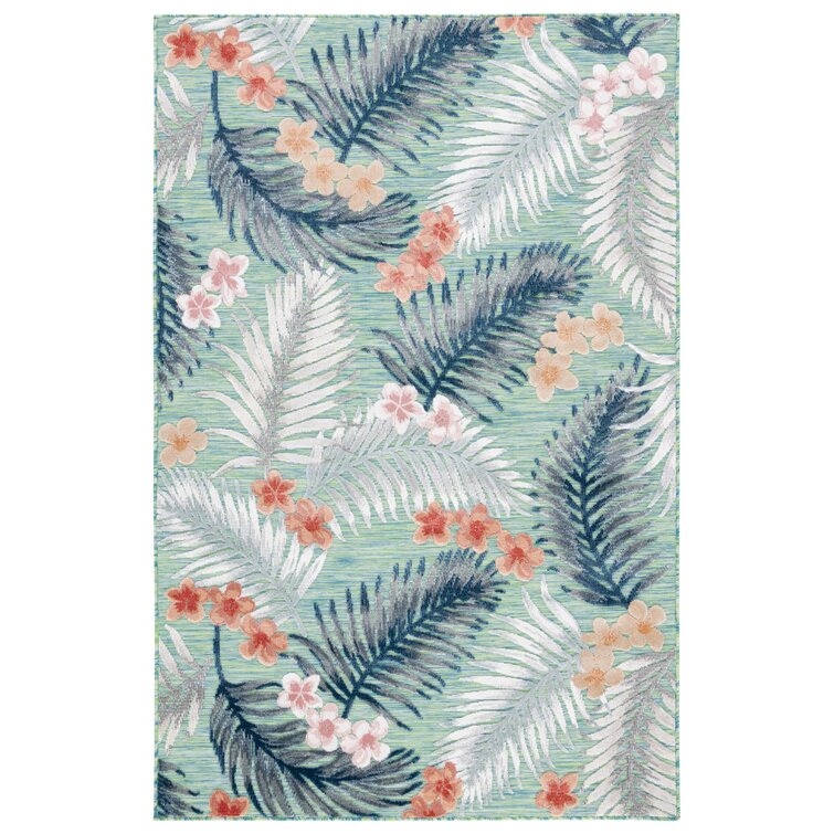 Soper Floral Indoor / Outdoor Area Rug in Green/Navy/Pink