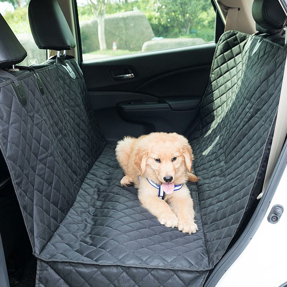 Dog Car Seat Cover Durable Pet Back Seat Covers Hammock 600D Heavy Duty 100% Waterproof Scratch Proof Nonslip with Side Flaps and Seat Belt Fit Most Cars Trucks and SUVs 