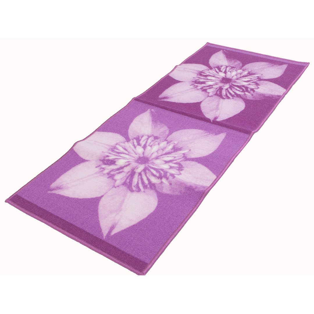 Antonne Runner Floral Handmade Dhurrie Purple Rug