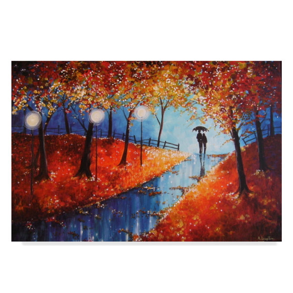 Trademark Art Autumn Evening Rain Watercolor Painting Print On