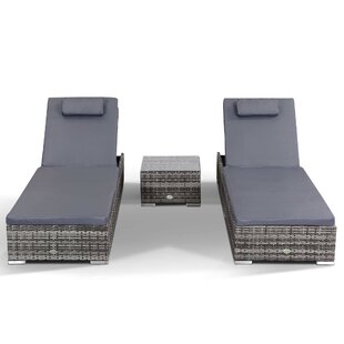 Glaser Reclining Sun Lounger Set With Cushion And Table Image