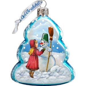 Keepsake Playing Snowman Glass Ornament