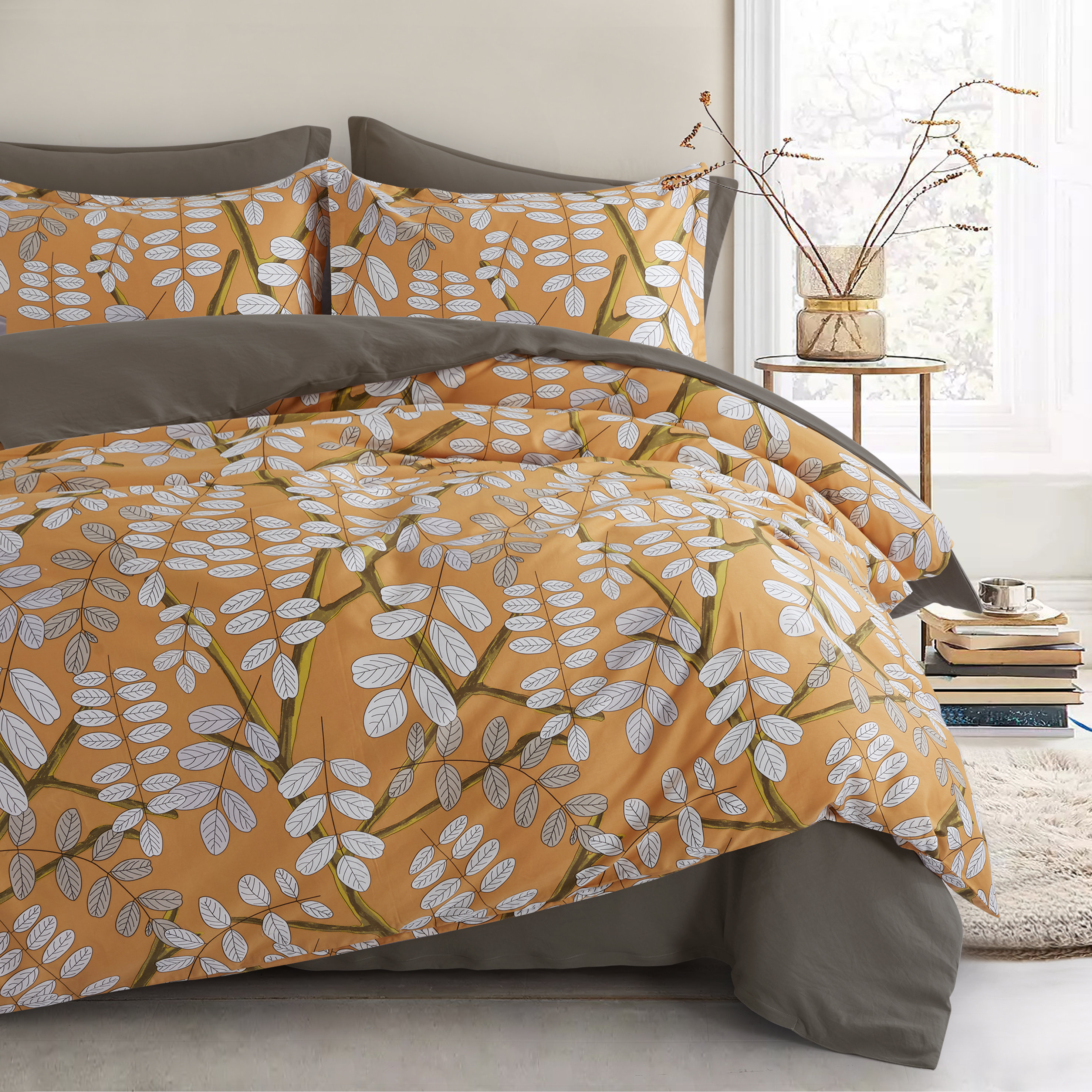 Risco Mod Minimalist Botanical Duvet Cover Set World Menagerie Size: Twin Duvet Cover + 1 Pillow Cases