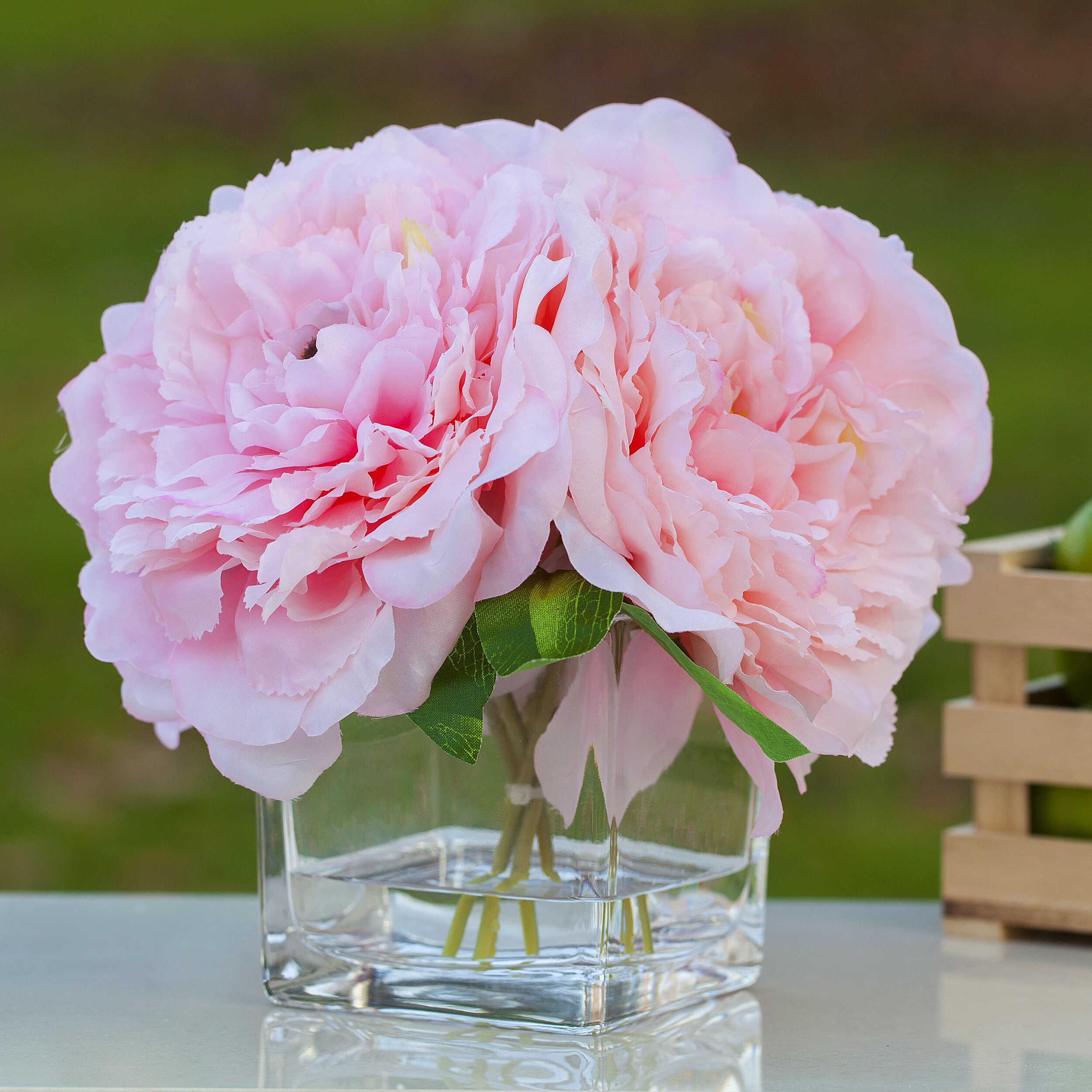 and Peach Petals for a Beautiful Real Look Pink Silk Perennial Peonies Layers of Petals Combine Hues of Mauve Handcrafted Artificial Peony Silk Flower Arrangement in Vase Natural Look Pink