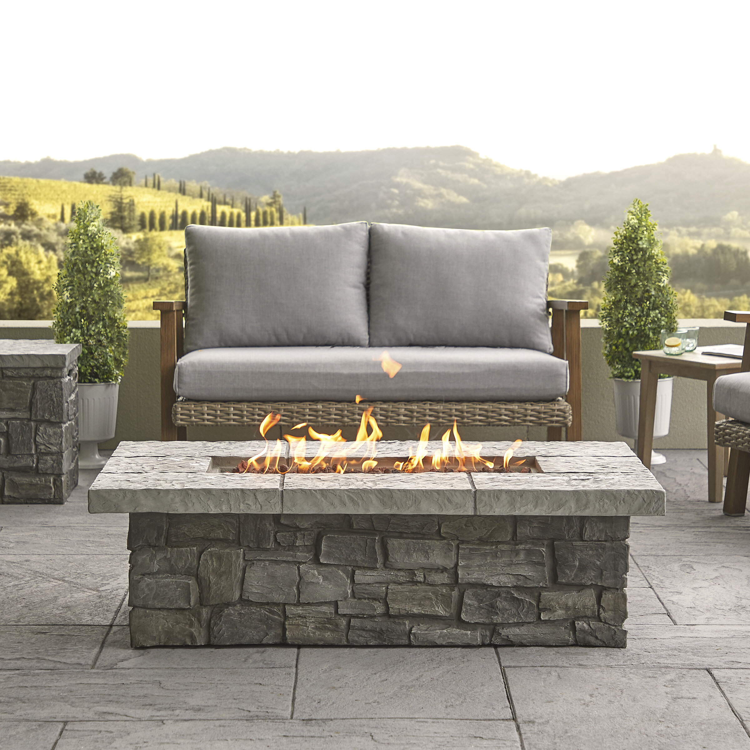 Real Flame Sedona Concrete Propane/Natural Gas Fire Pit Table & Reviews |  Wayfair