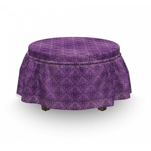 Rococo Damask Purple Ottoman Slipcover (Set Of 2) By East Urban Home