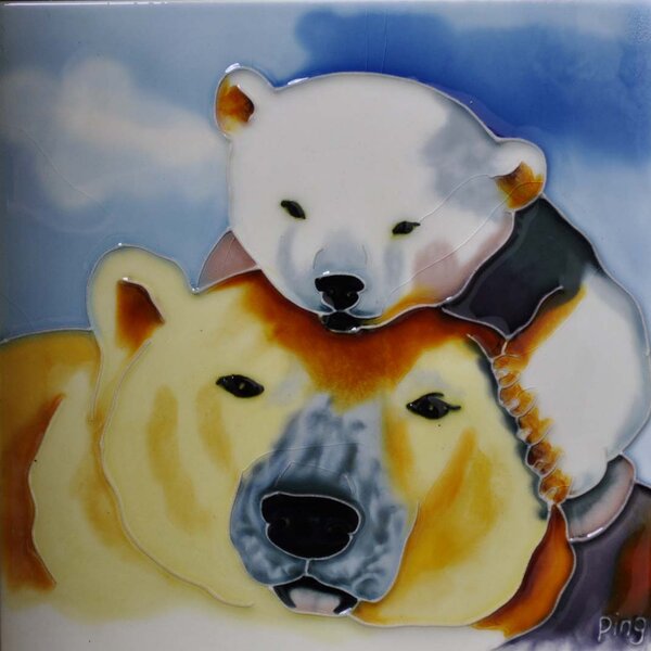 Polar Bear Decorative Ceramic Wall Art Tile 8x8 