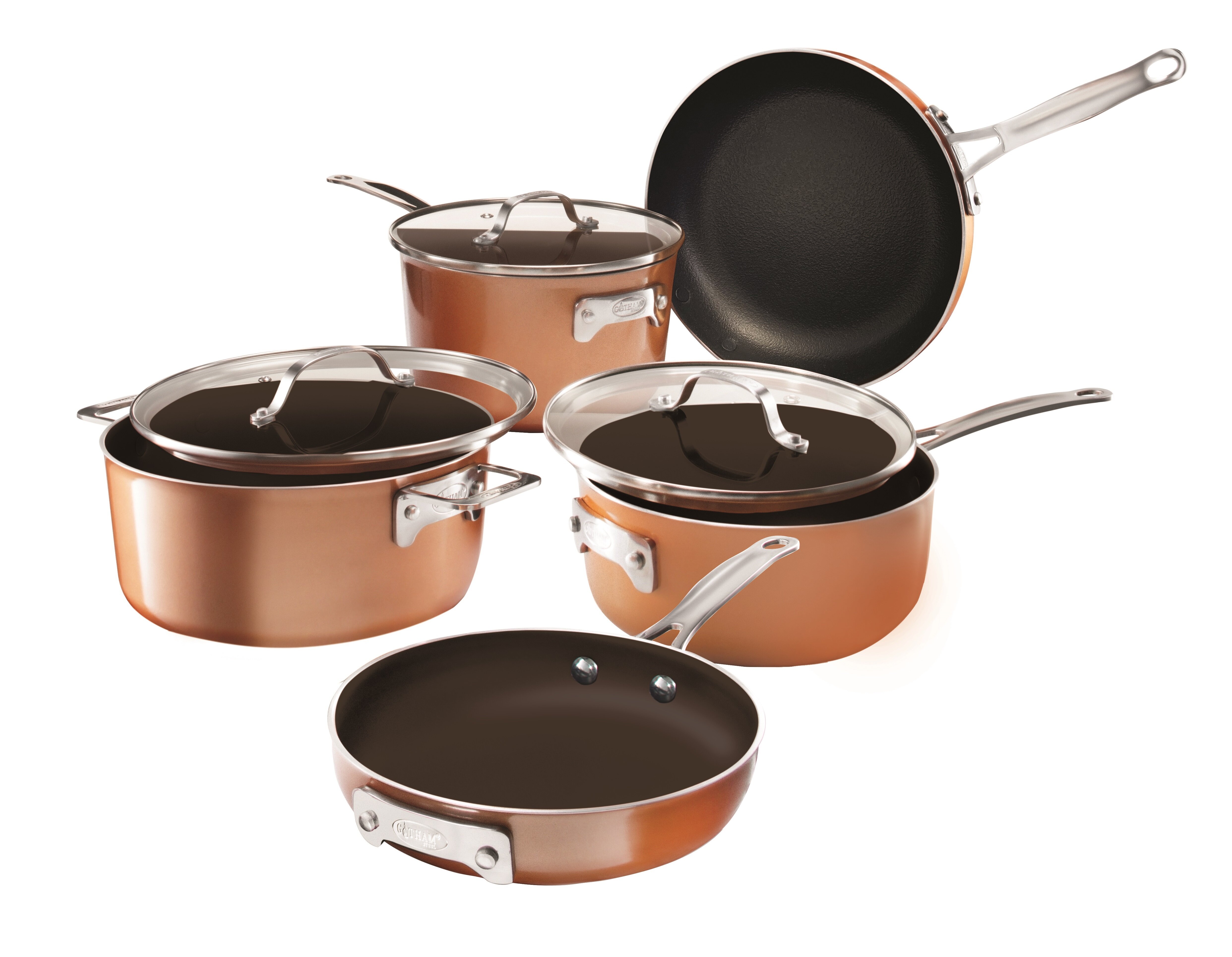 Details about   Gotham Steel 17pc Stackmaster Stackable Pots and Pans 17 Piece Cookware Set 