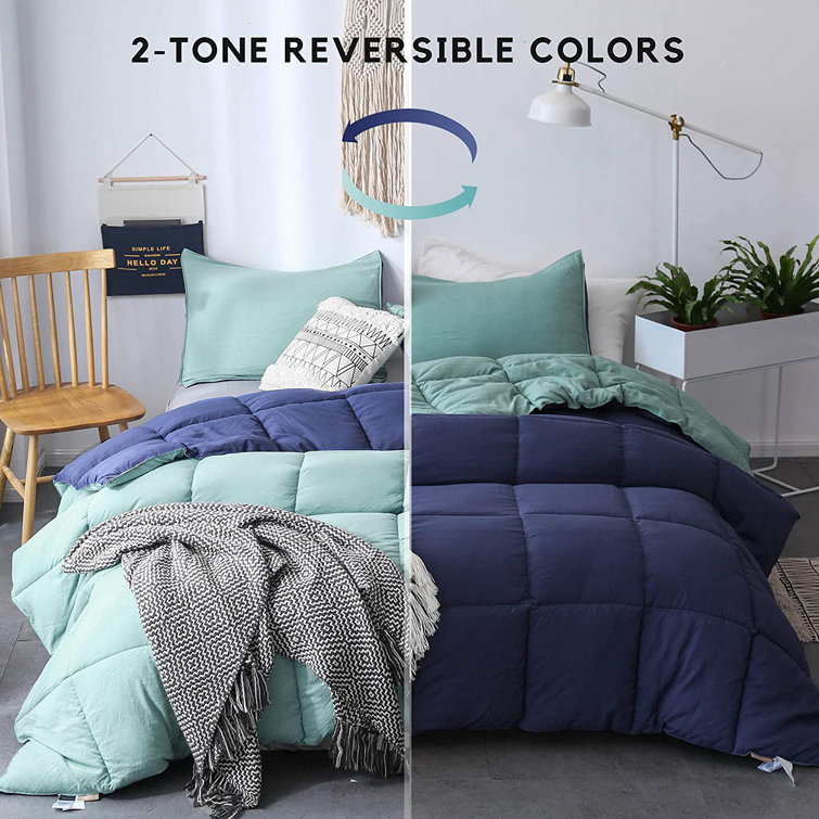 Latitude Run Travilah Turquoise Sea Green Twilight Blue Microfiber 3 Piece Set Wayfair