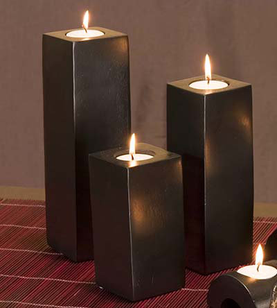 World Menagerie Rectangle Mango 3 Piece Wood Tealight Holder Set Wayfair