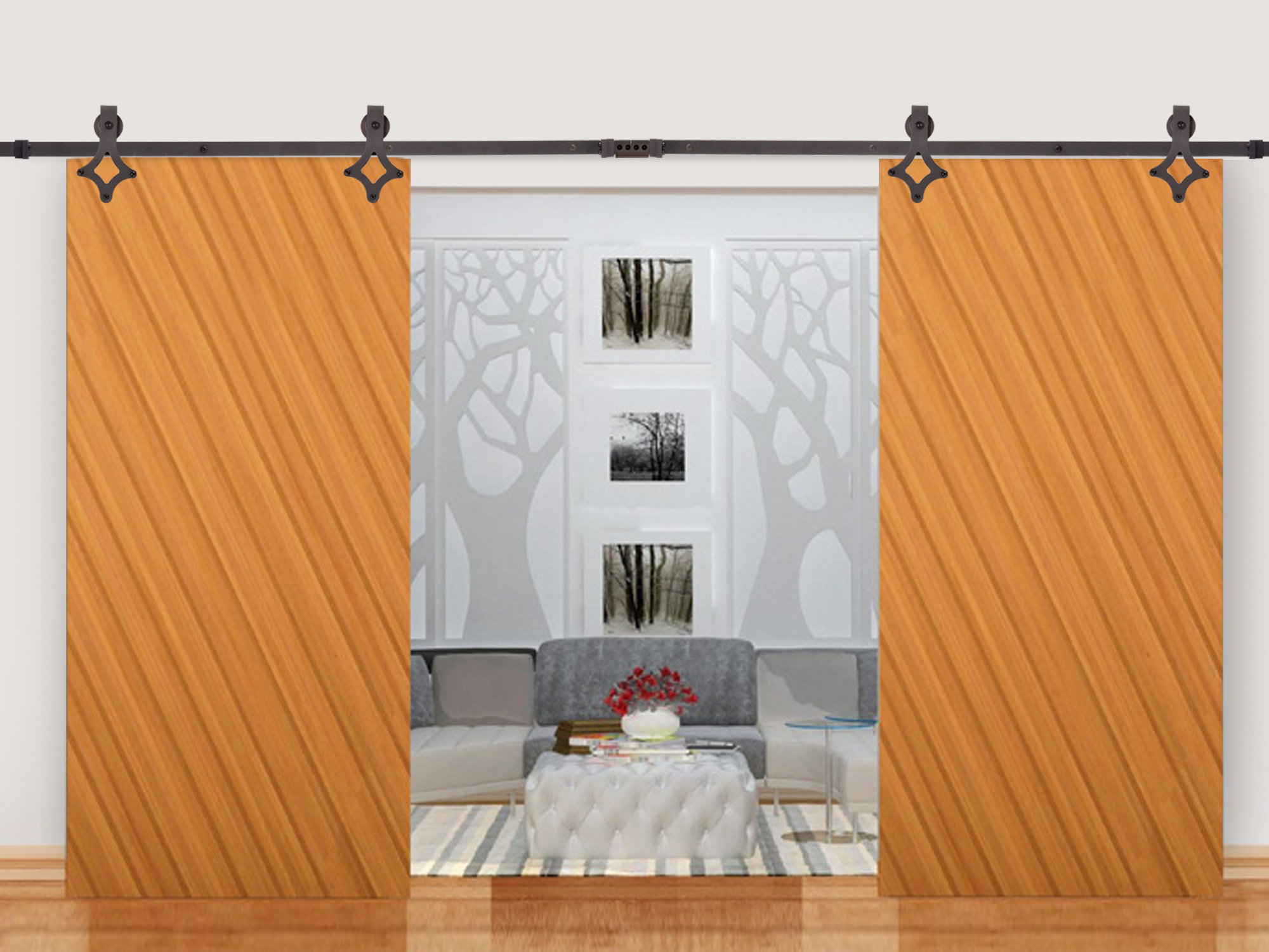 Calhome Classic American Country Sliding Standard Double Track