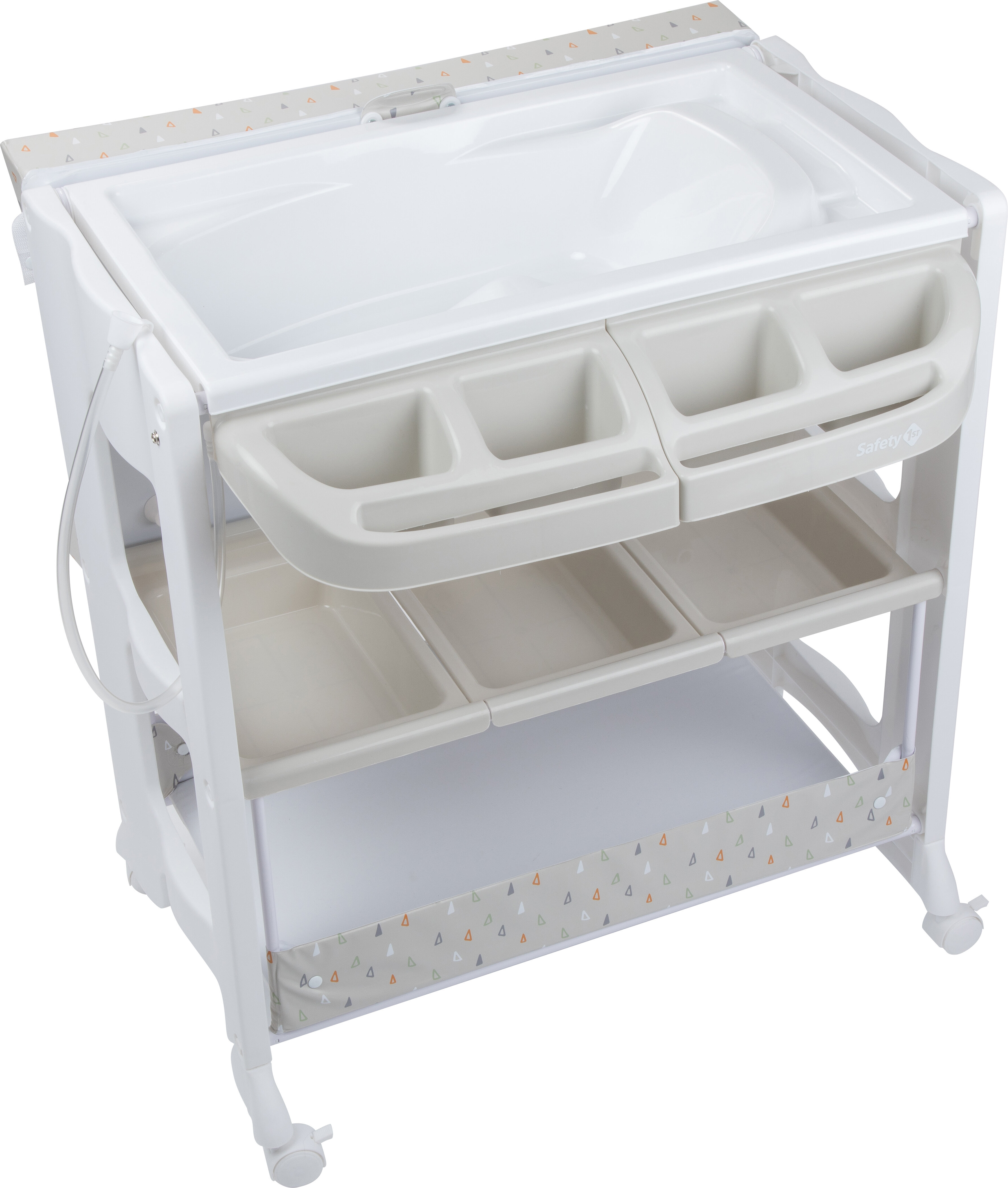 0-12mths from Birth to 11 kg Compact Folding Safety 1st Baltic Baby Changing Table with 2-in-1 Bath Warm Grey