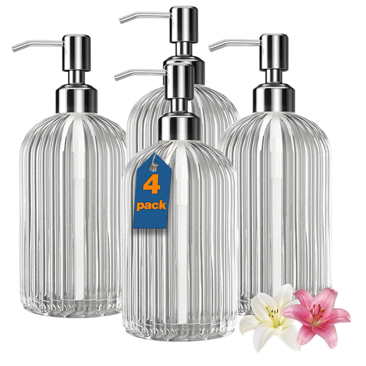 Soap Dispenser 4 Pack, 15 Oz Glass Kitchen Soap Dispenser With Pump,  Premium Clear Soap Dispenser, Refillable Liquid Hand Soap Dispenser For  Bathroom
